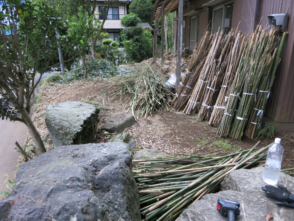 切った竹の整理